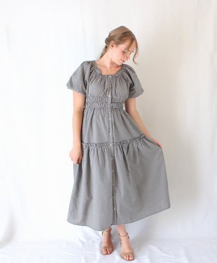 Charlotte Navy Gingham Maxi Dress