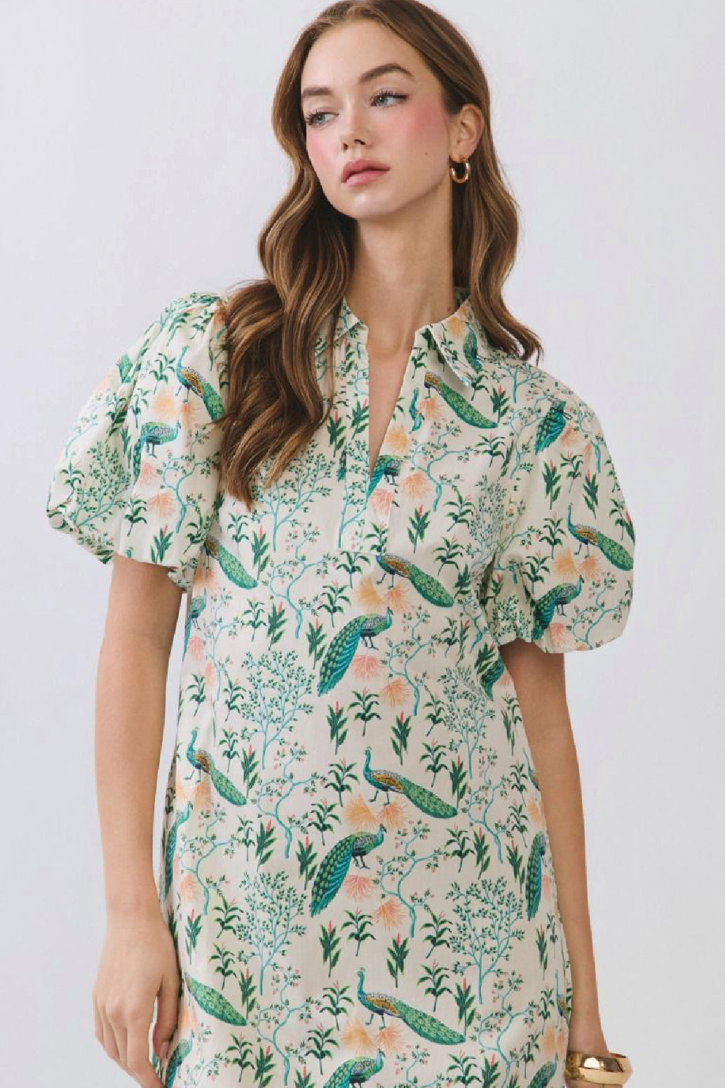 PRE-ORDER Peacock Print Midi Dress