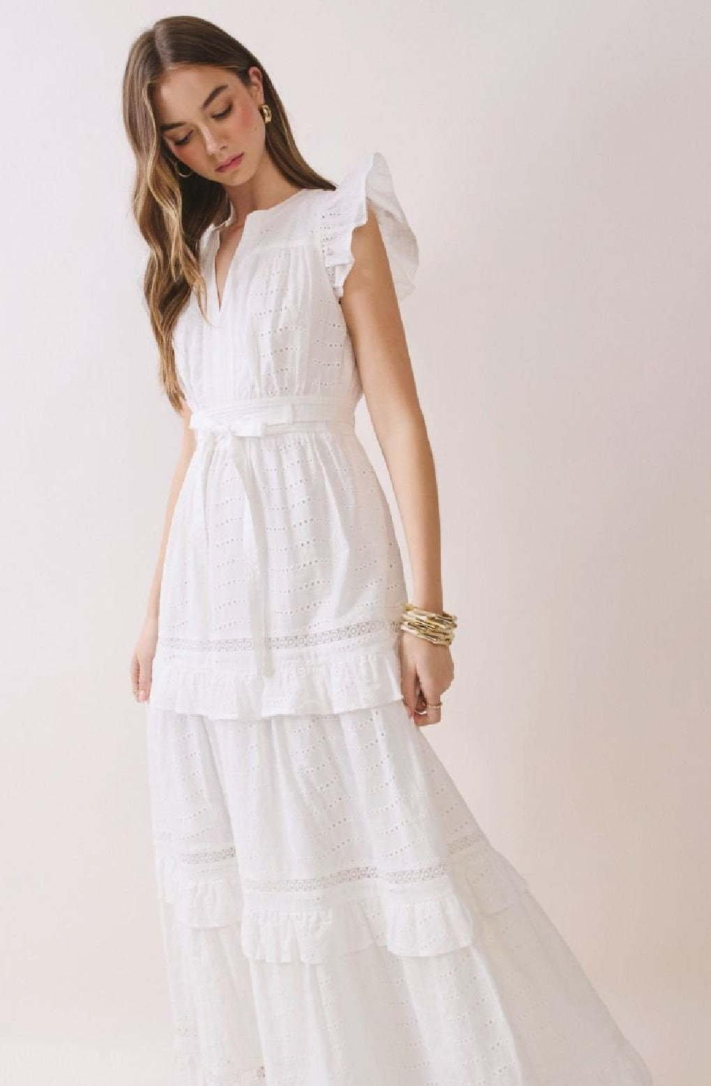 PRE-ORDER Eyelet Ruffle Maxi Dress