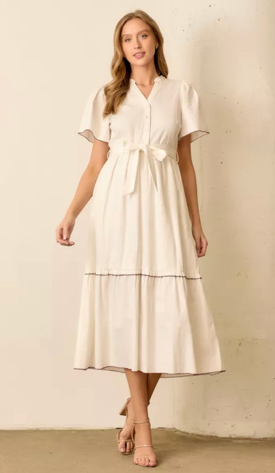 Waist Tie Midi Dress