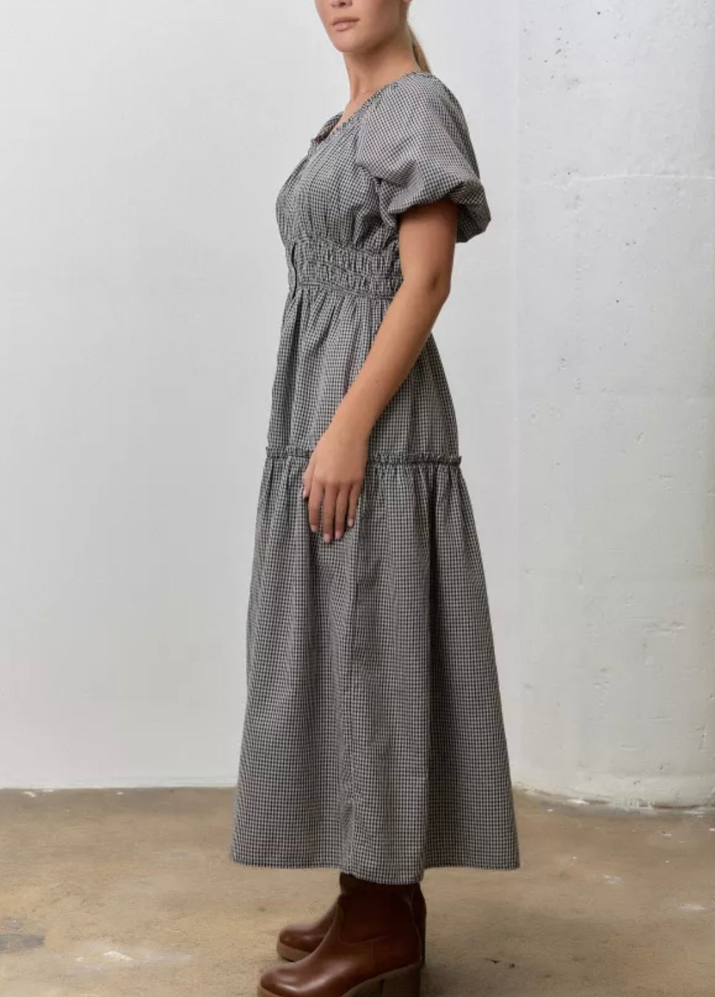 Gingham Button-down Maxi dress