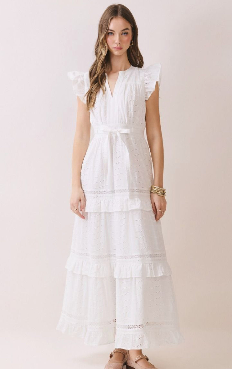 PRE-ORDER Eyelet Ruffle Maxi Dress