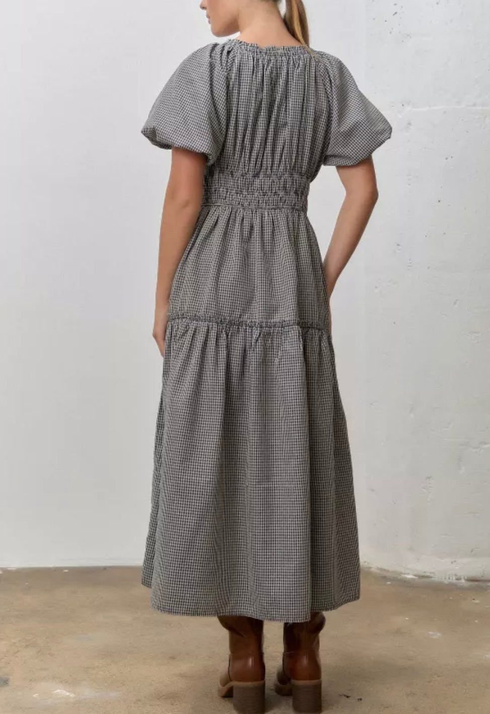 Gingham Button-down Maxi dress