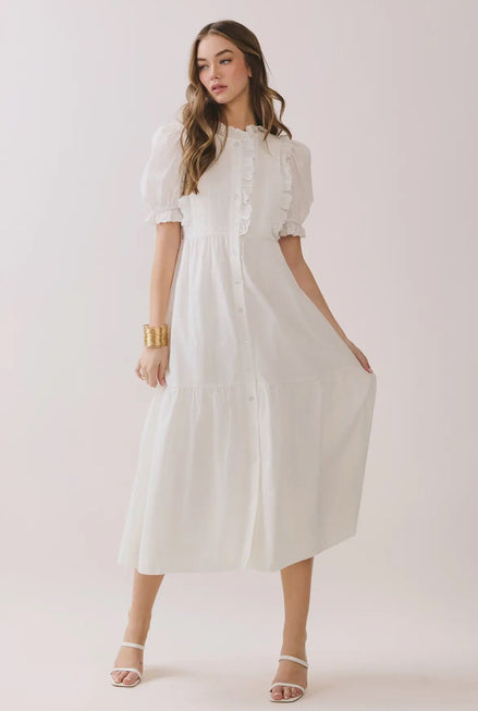 Evelyn Ruffle Midi Dress