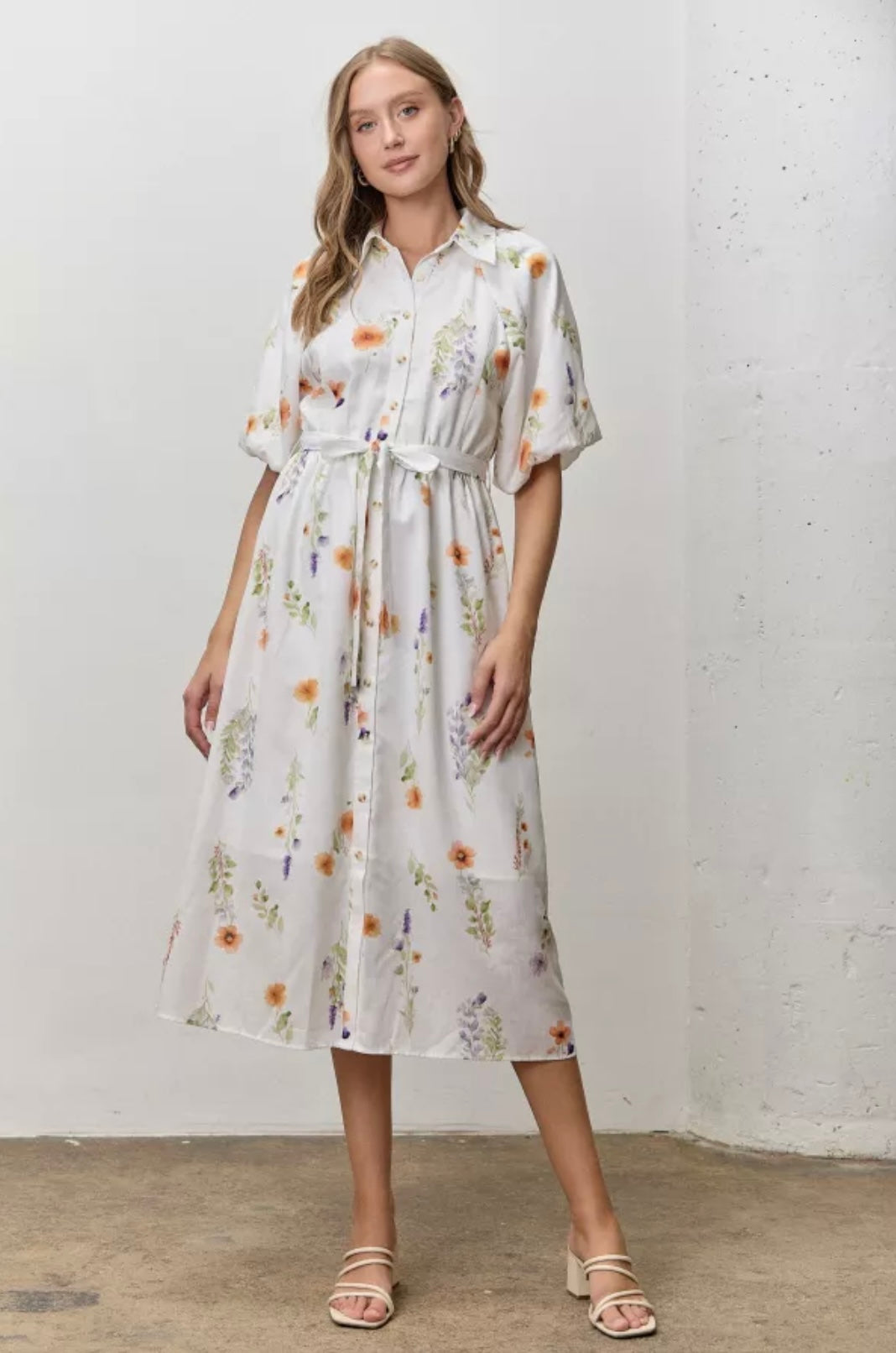 Floral Midi Shirt Dress