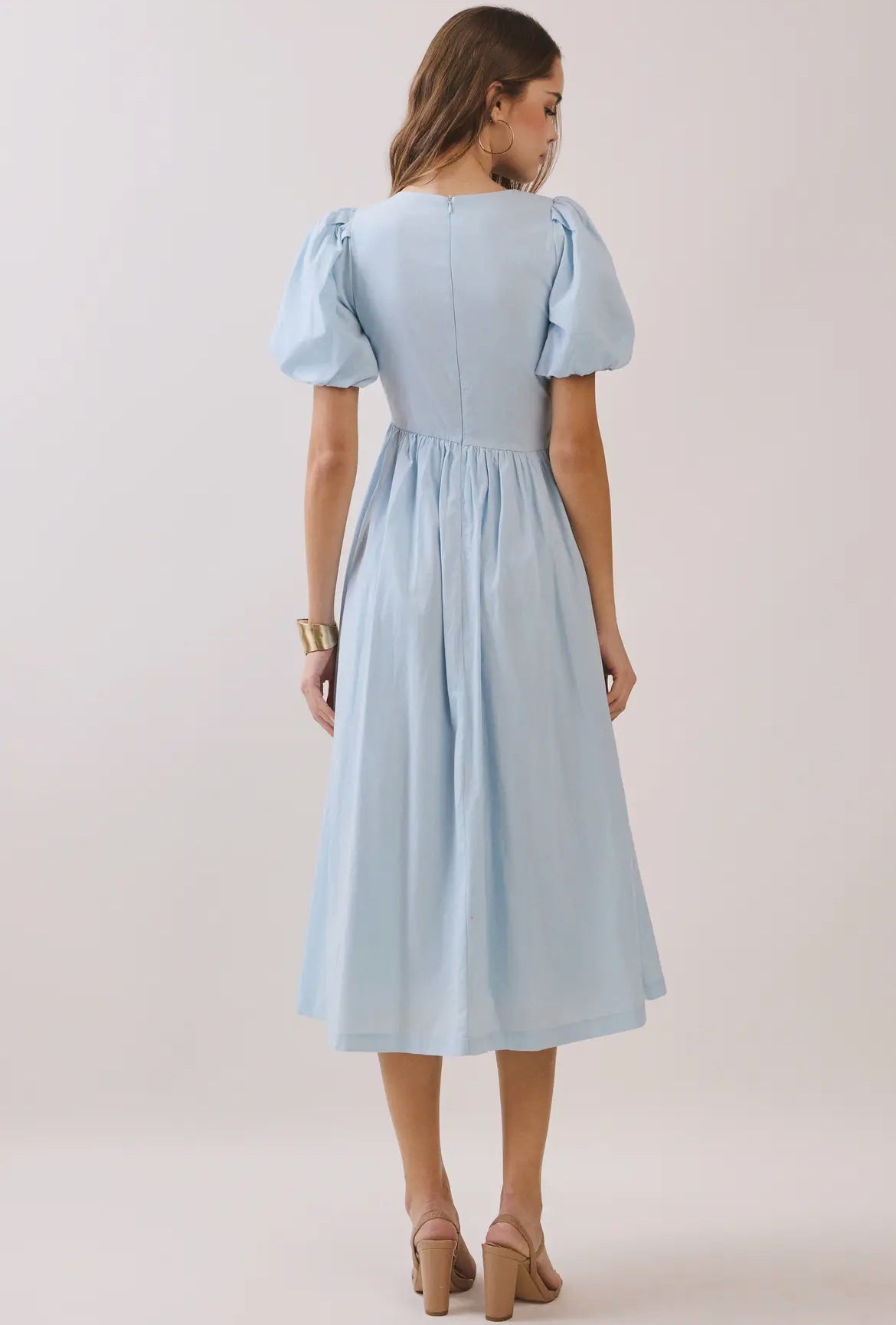 Cotton Button Detail Midi Dress