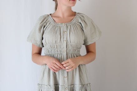 Janelle Ivory Gingham Dress