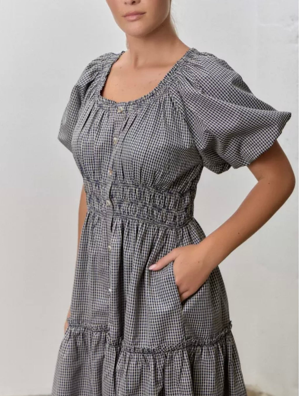 Gingham Button-down Maxi dress