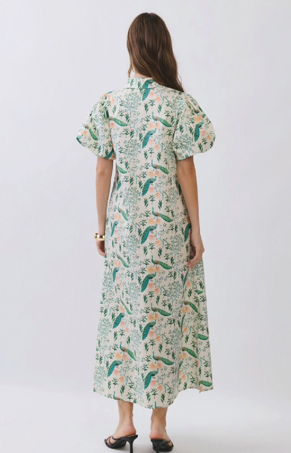 PRE-ORDER Peacock Print Midi Dress