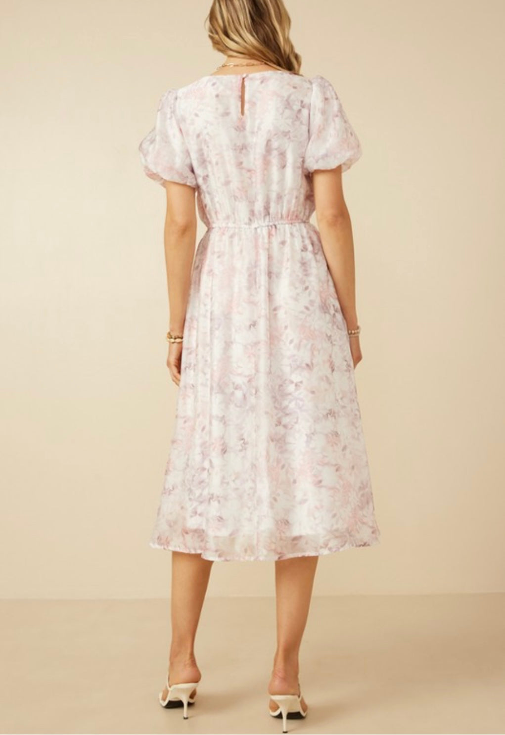 Floral Puff Sleeve Midi Dress