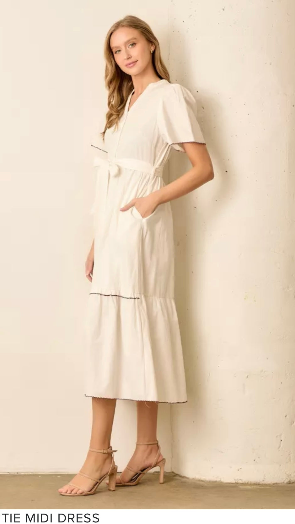 Waist Tie Midi Dress