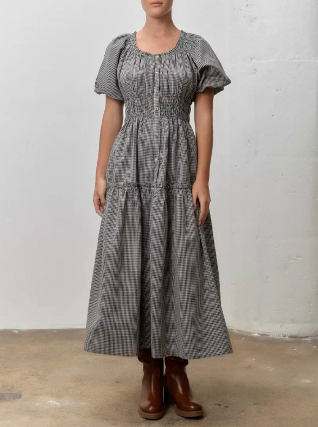 Gingham Button-down Maxi dress