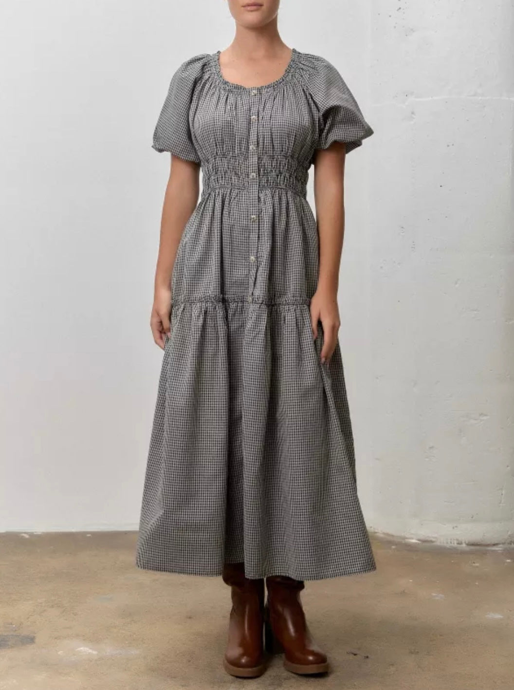 Gingham Button-down Maxi dress