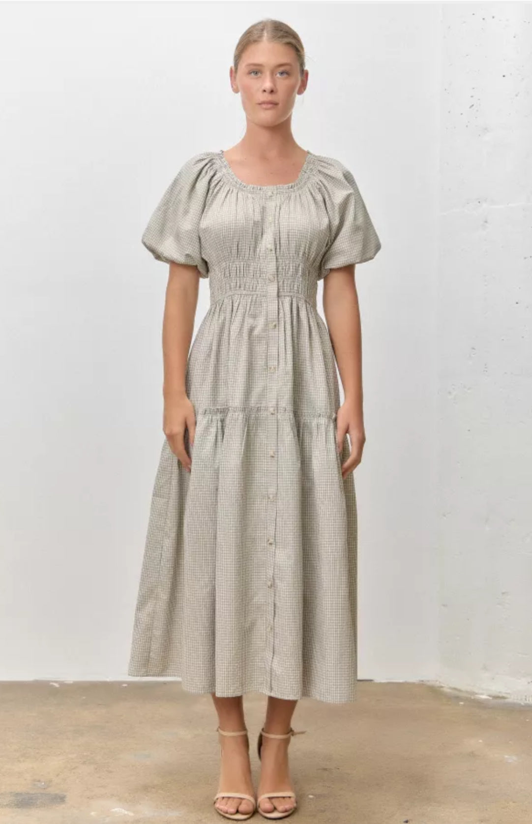 Gingham Button-down Maxi dress